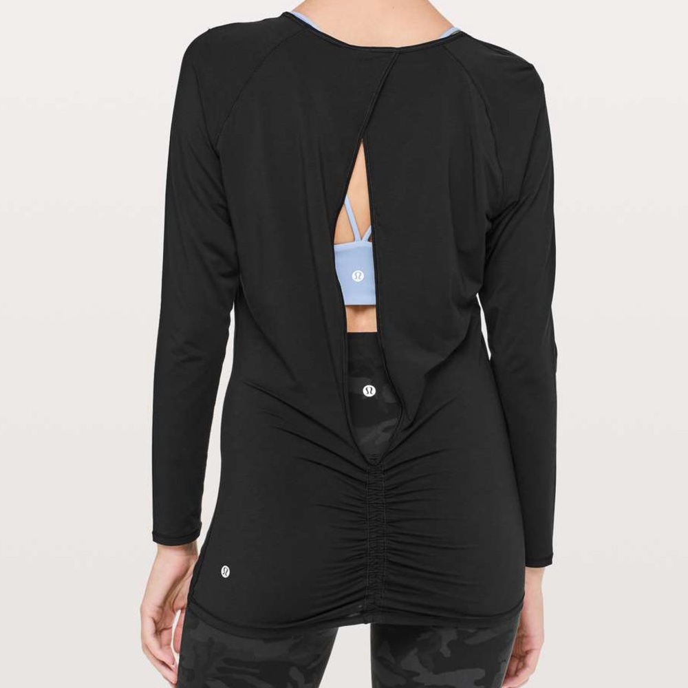 Lululemon | Deep Stretch Long Sleeve Cinch Keyhole Back| Black | Size Medium